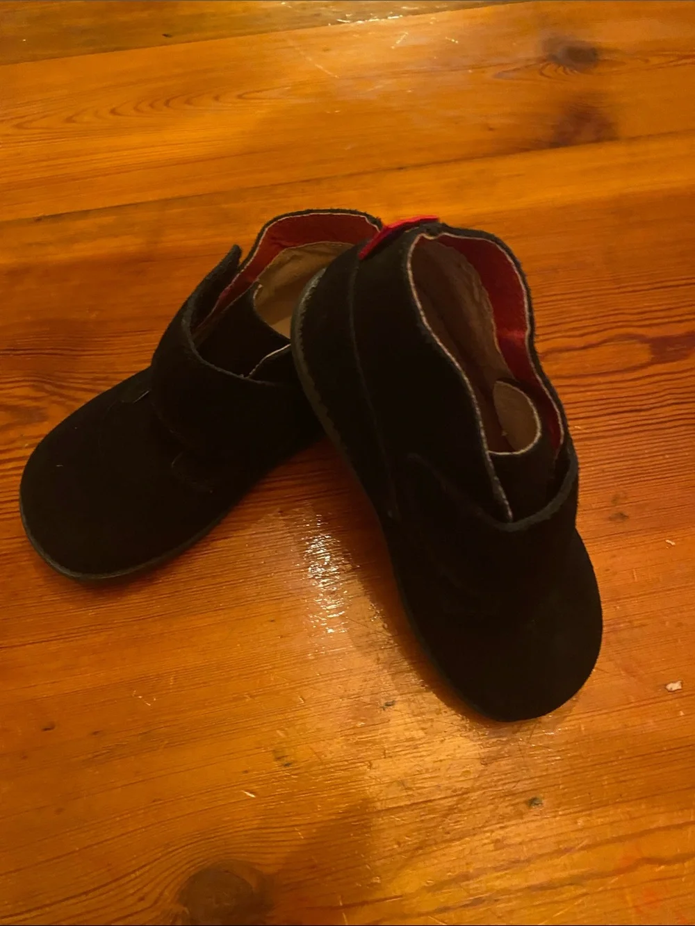 Livie & Luca Black Suede Walker Shoes with Red Lining